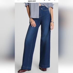 SPANX EVERYWEAR PULL-ON WIDE LEG JEANS SZ LARGE